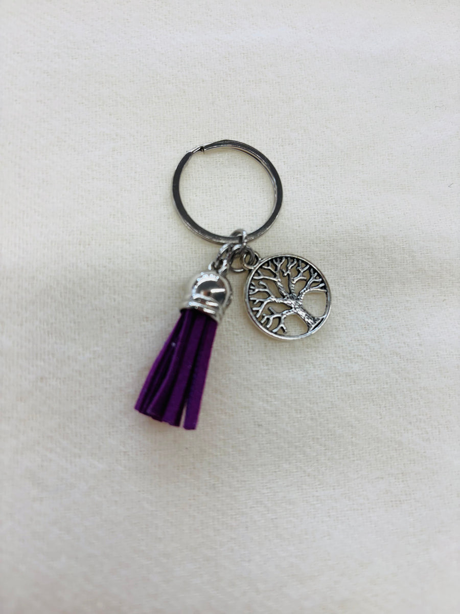 Silver Tree Charm Diffuser Keychain