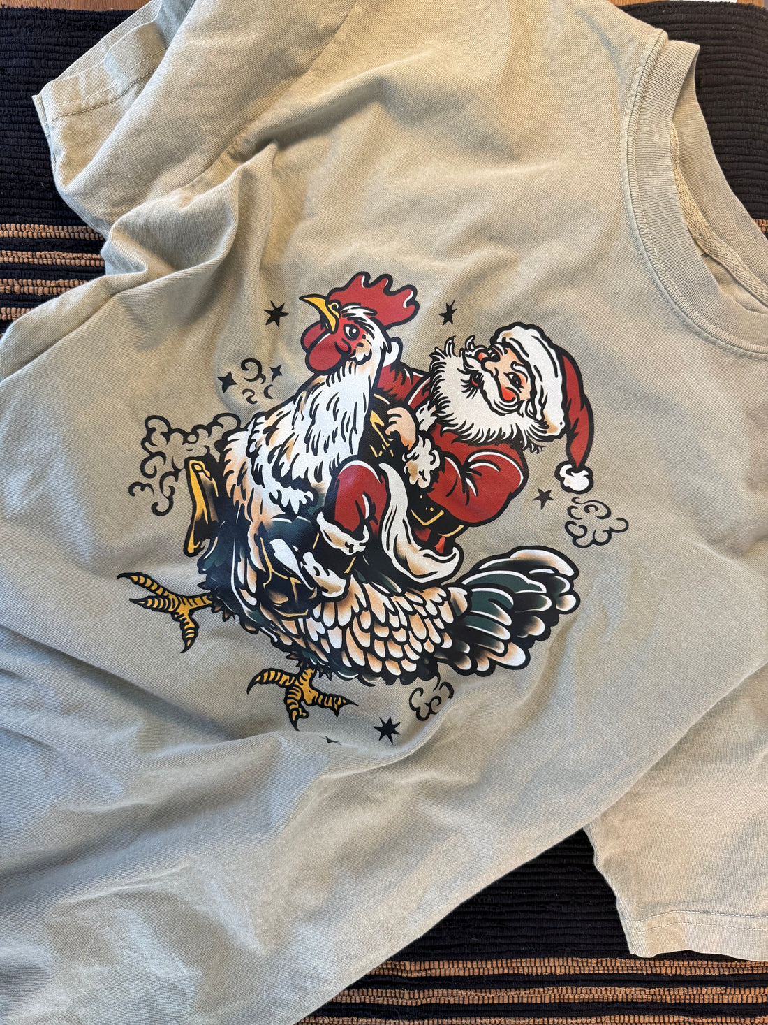 Santa Riding A Rooster