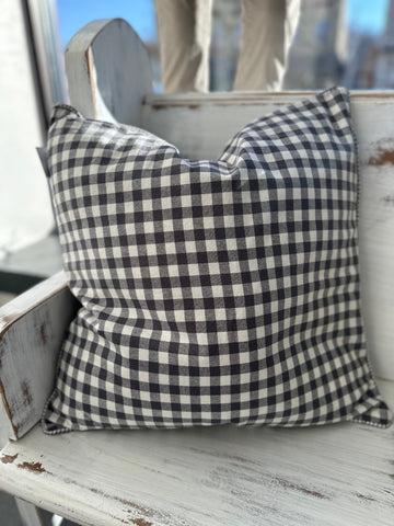 Grey Gingham Check Pillow