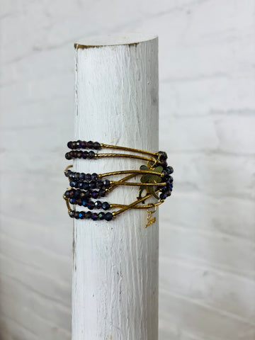 Kids Purple Beaded Charm Bracelet