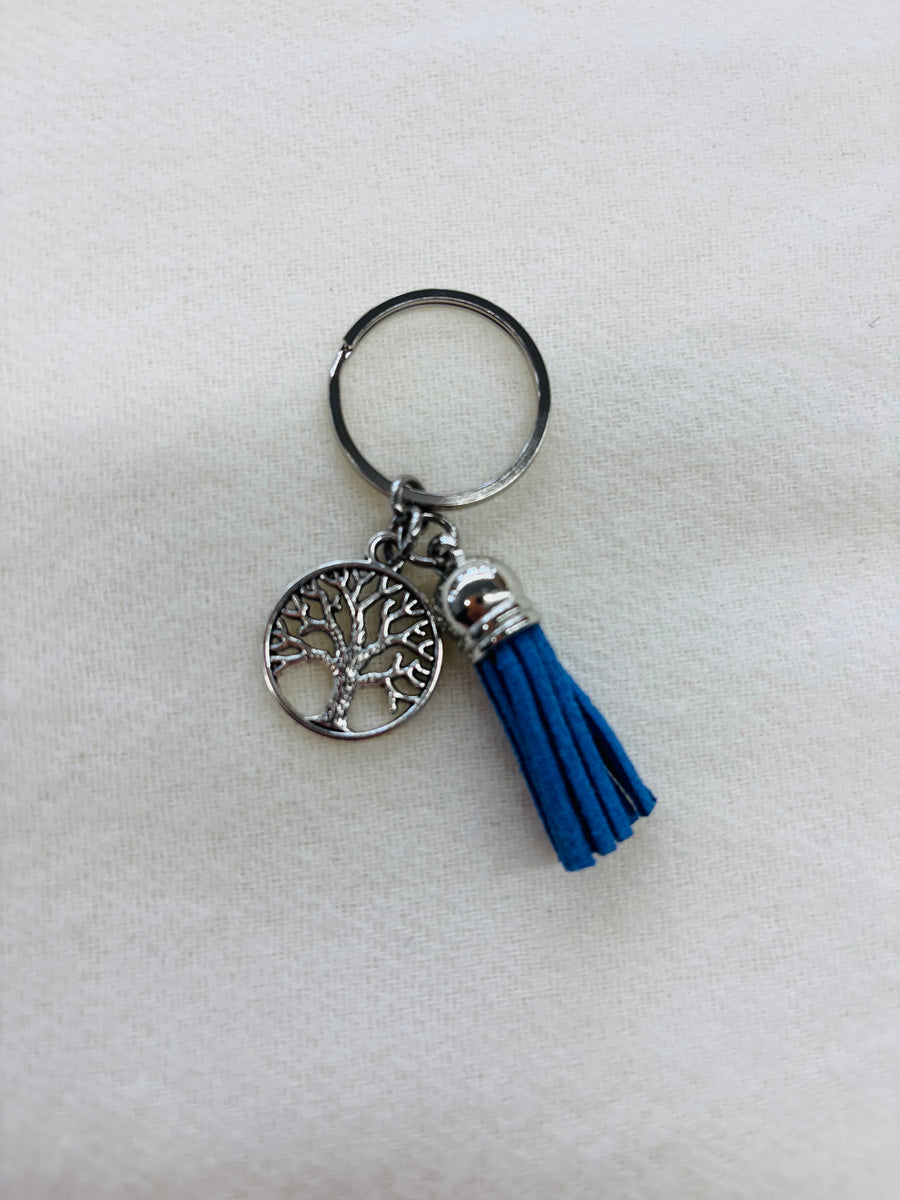 Silver Tree Charm Diffuser Keychain