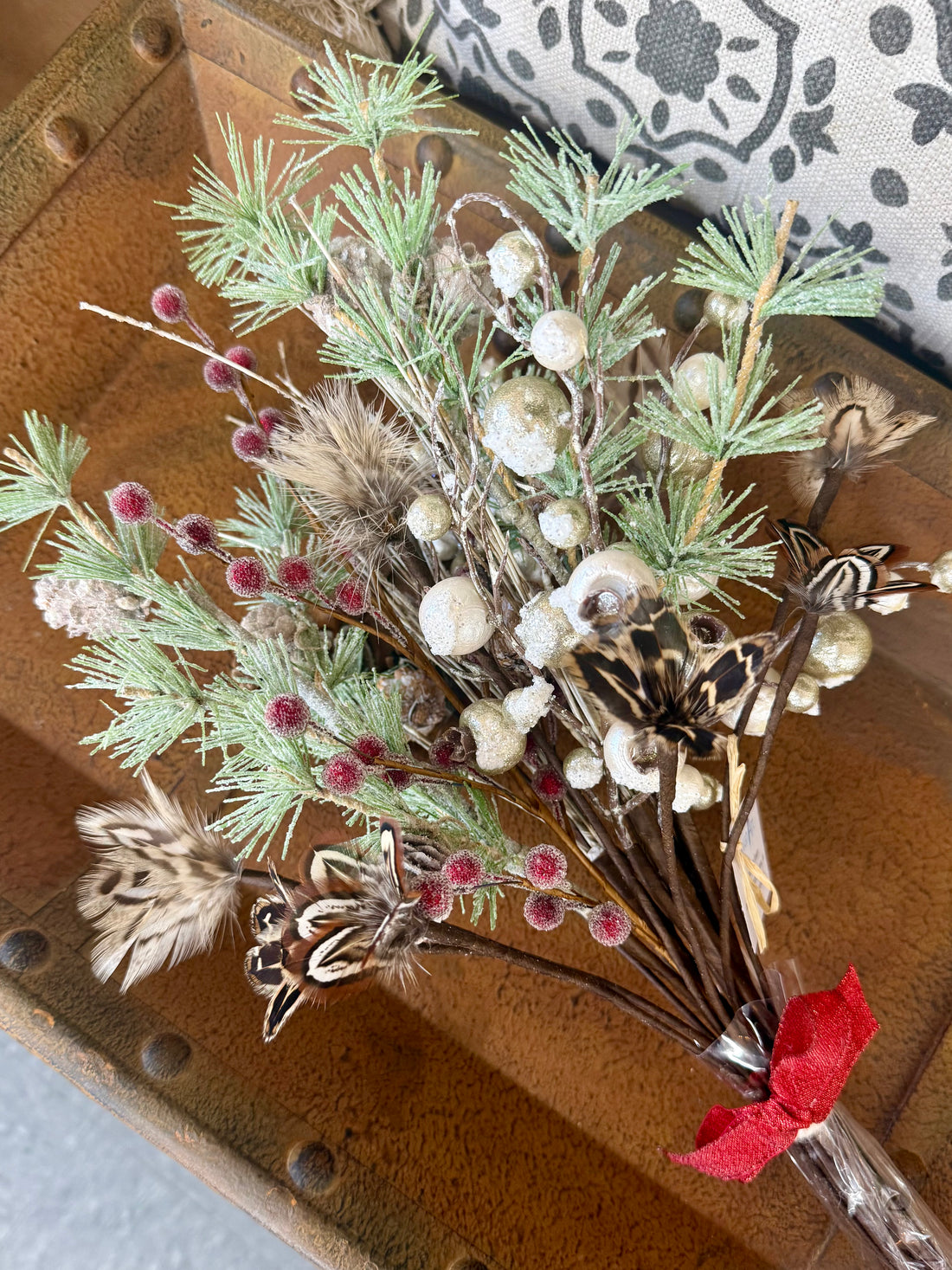 Holiday Winter Pheasant Feather Floral Bouquet