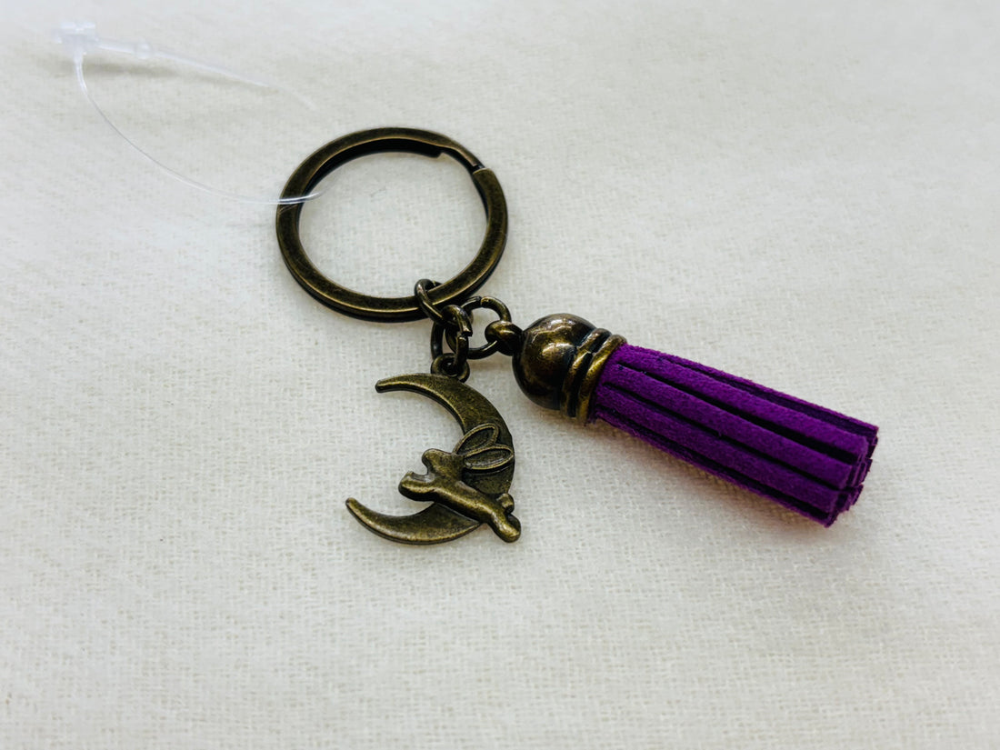 Gold Moon + Rabbit Charm Diffuser Keychain