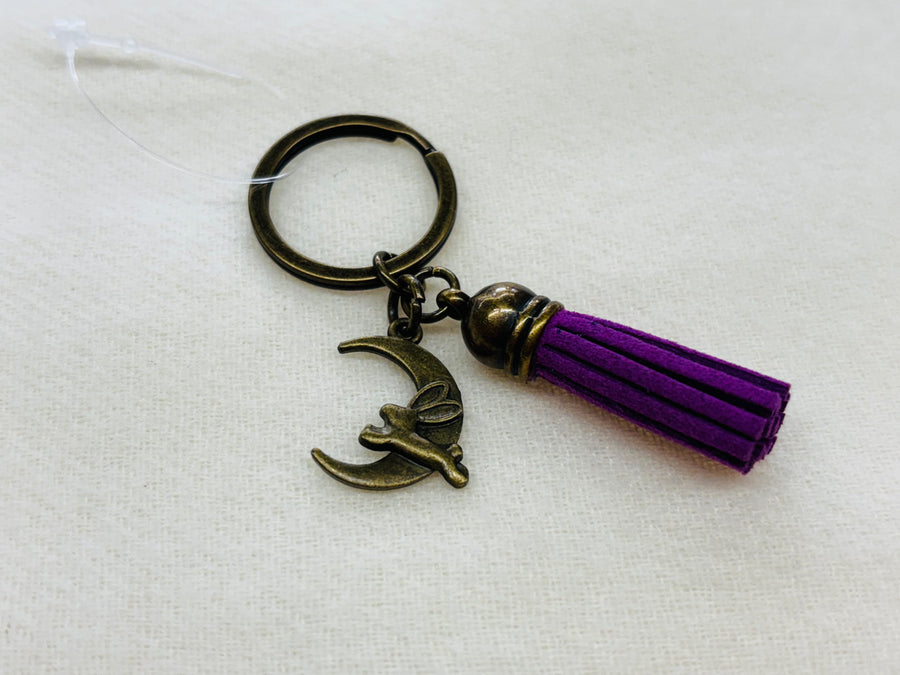 Gold Moon + Rabbit Charm Diffuser Keychain