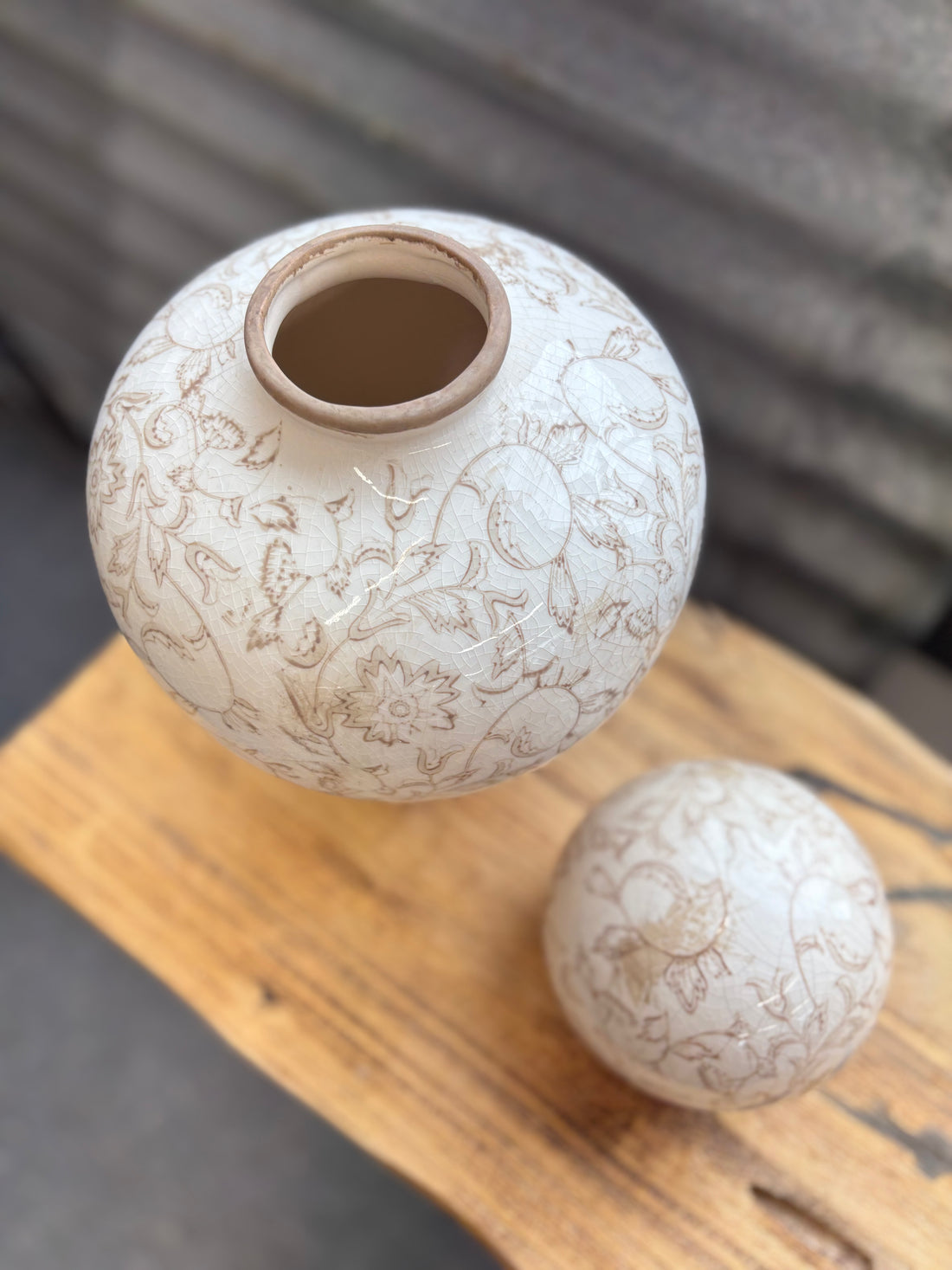 Beige Heirloom Deco Ball + Vase