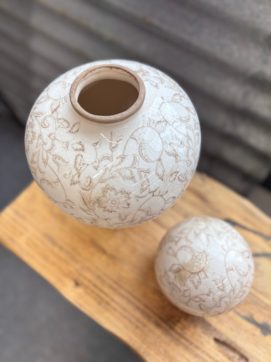 Beige Heirloom Deco Ball + Vase