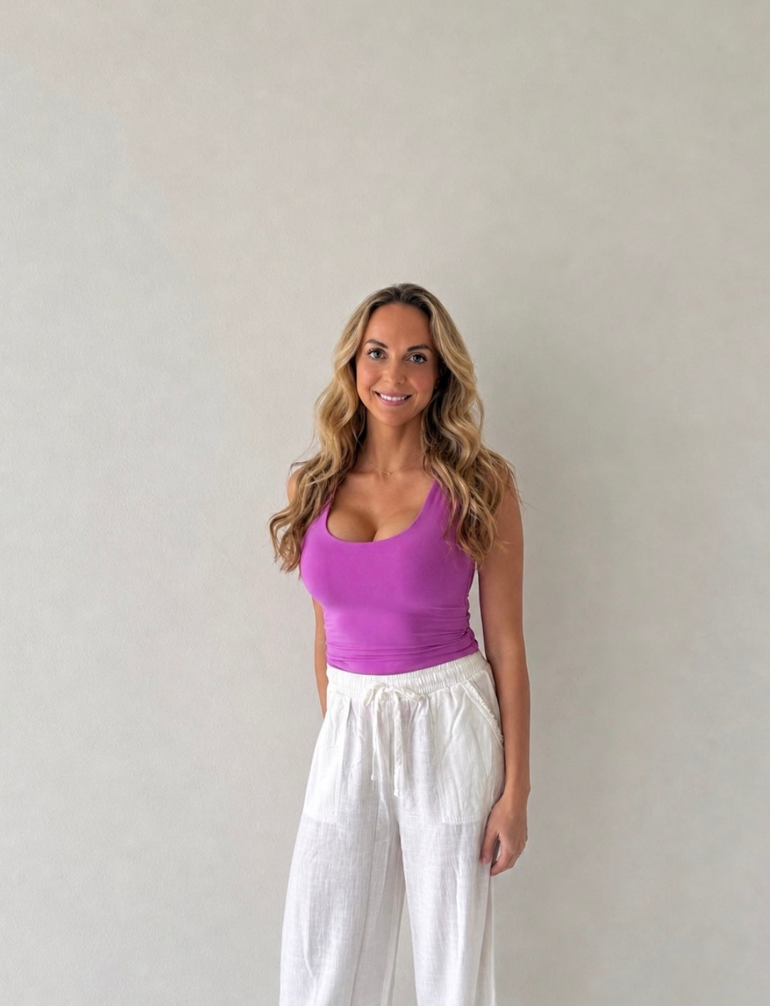 Double Layered Tank Top - Bright Mauve