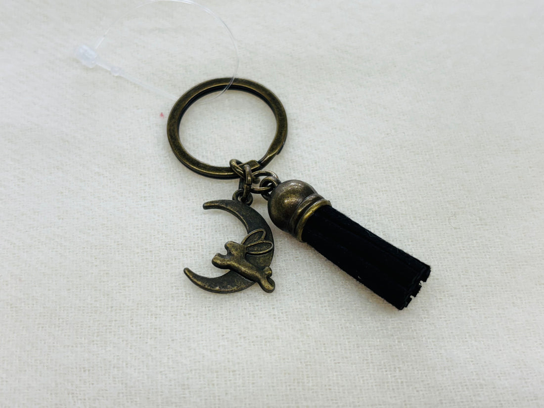 Gold Moon + Rabbit Charm Diffuser Keychain
