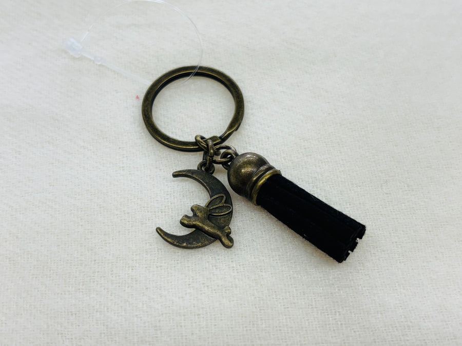 Gold Moon + Rabbit Charm Diffuser Keychain