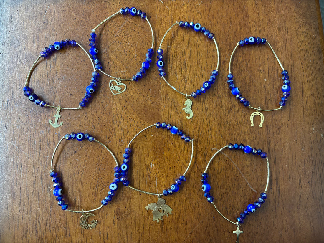 Blue Evil Eye Beaded Bracelet