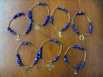 Blue Evil Eye Beaded Bracelet