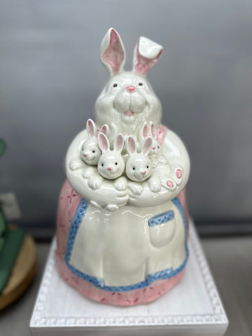 Vintage Fitz and Floyd Mother Rabbit + Babies Cookie Jar