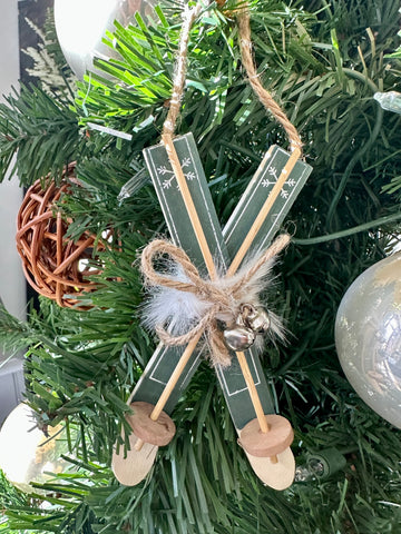 Wooden Skis Ornament
