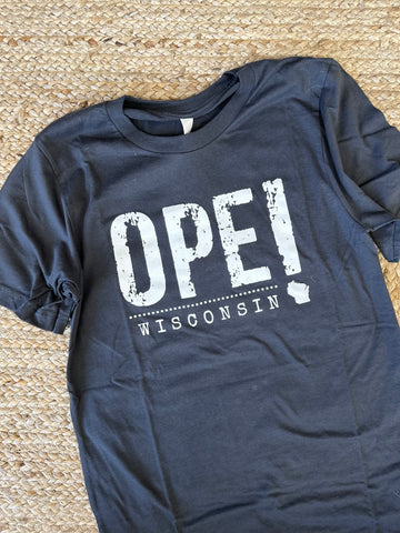 OPE! Wisconsin Faded Black Tee