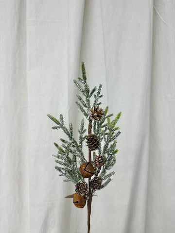 Rustic Branch Pick with Pinecones and Bells