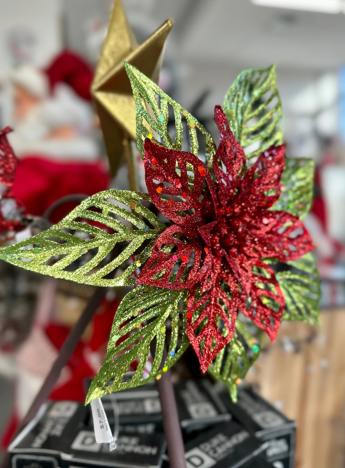 Red + Green Poinsettia Clip