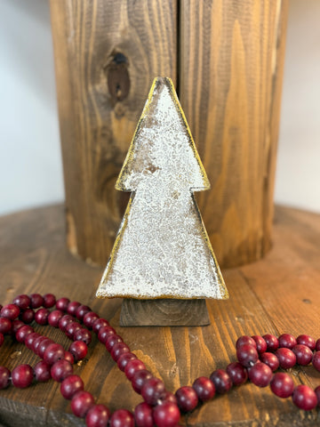 White Wooden Tree with Gold Edging