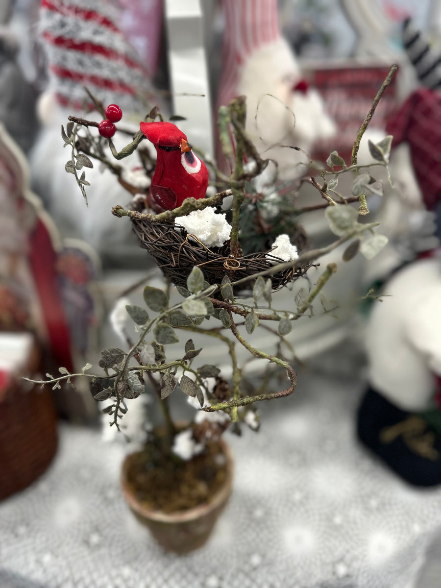 Bird Nest Winter Floral Topiary