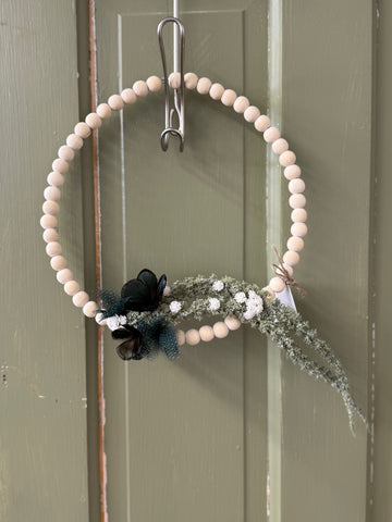 Duck + Guinea Fowl Feather Flower Beaded Wreath