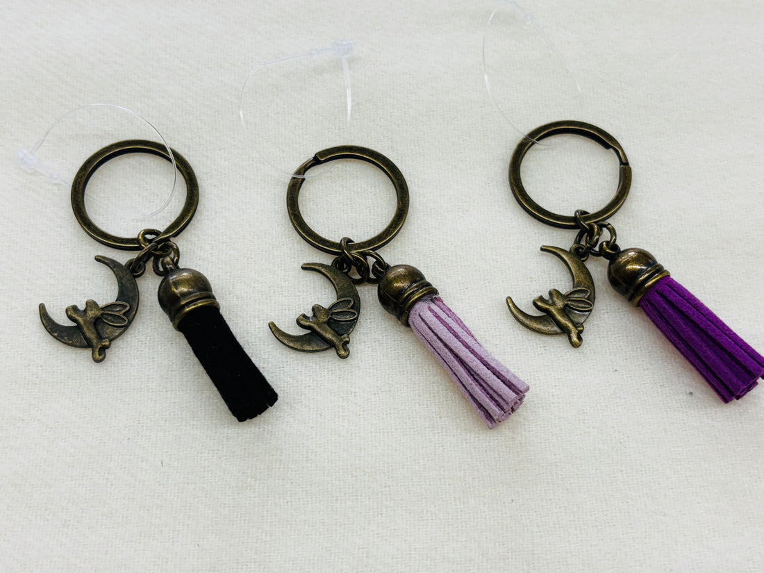 Gold Moon + Rabbit Charm Diffuser Keychain