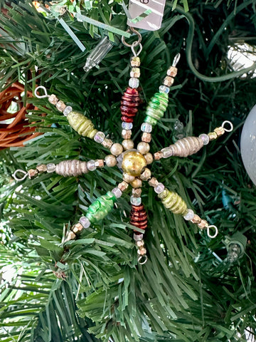 Vintage Beaded Snowflake Ornament