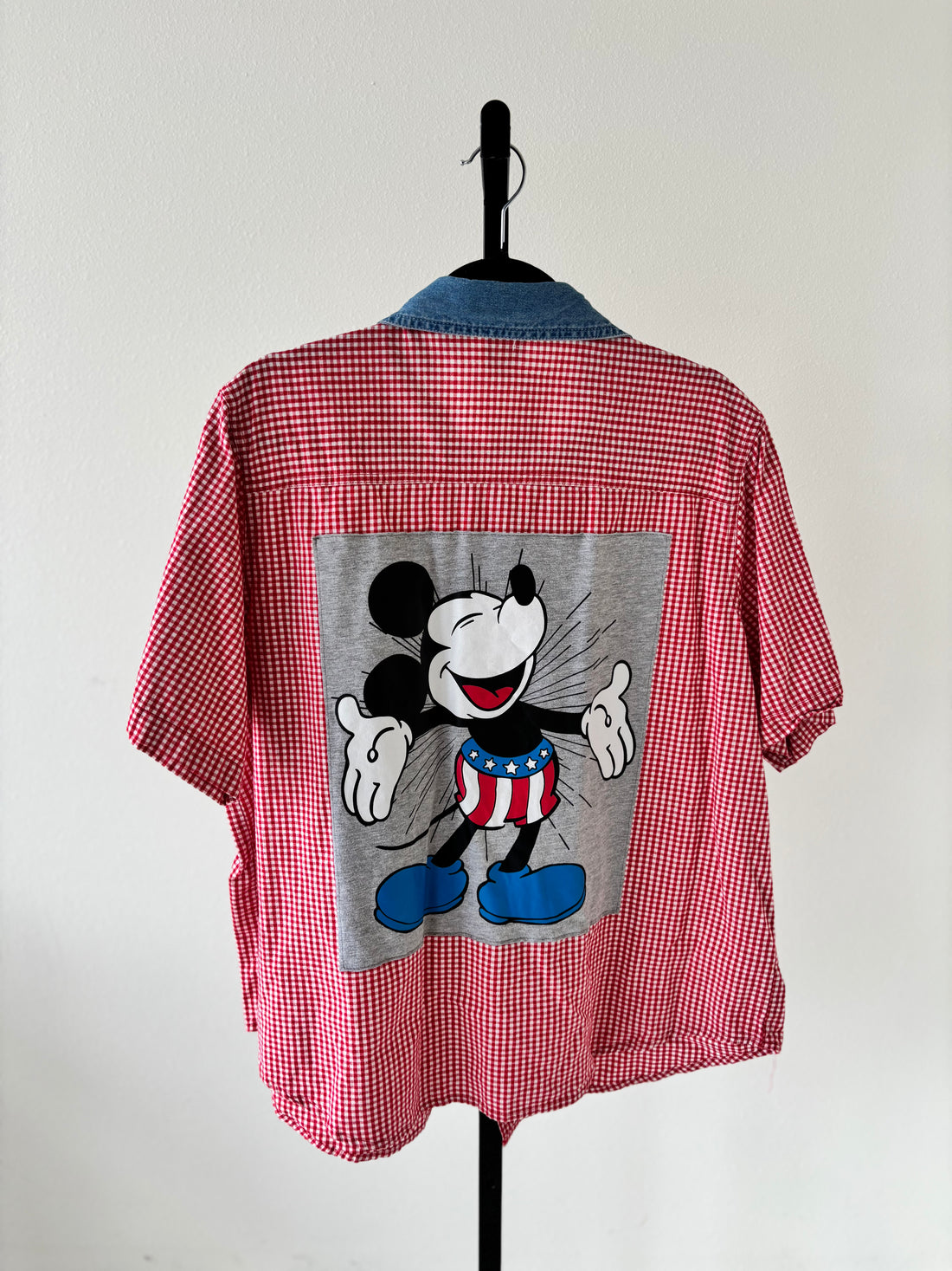 Repurposed Shirt with Patriotic Mouse Patch