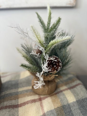 Christmas Tree with Snow and Pinecones