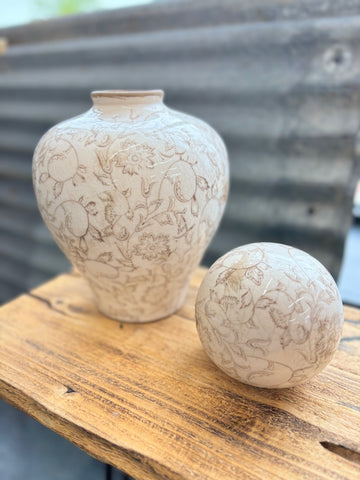 Beige Heirloom Deco Ball + Vase