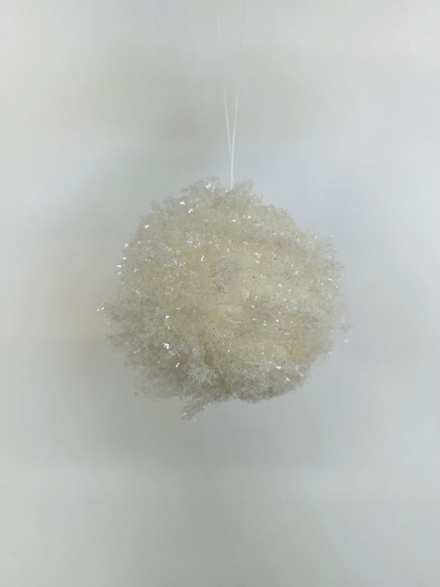 Textured Sparkly Snowball Ornament