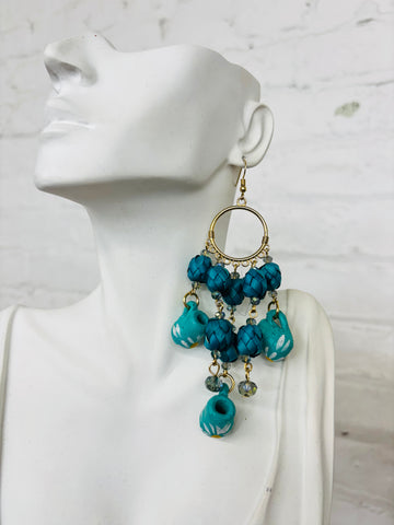 Blue Beaded Earrings