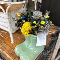 Pheasant + Duck + Peacock + Guinea Fowl Feather Flower Arrangement - Boots