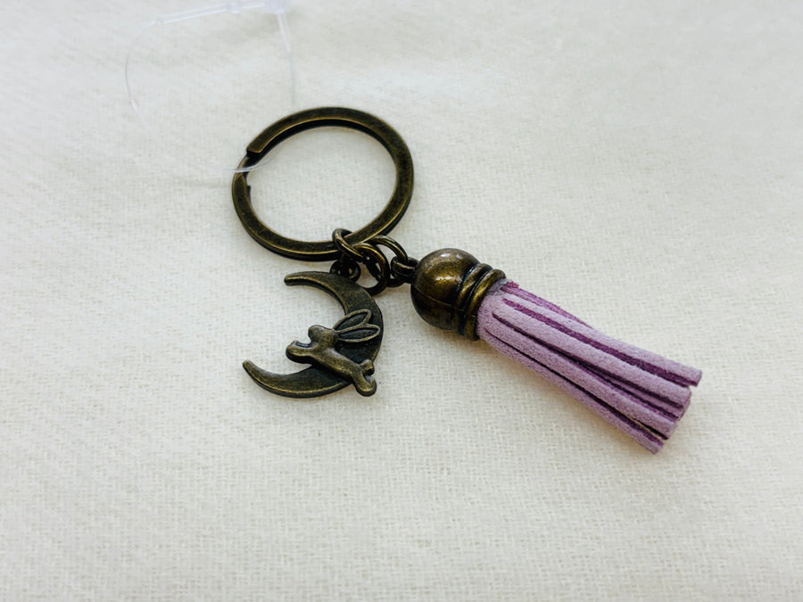 Gold Moon + Rabbit Charm Diffuser Keychain