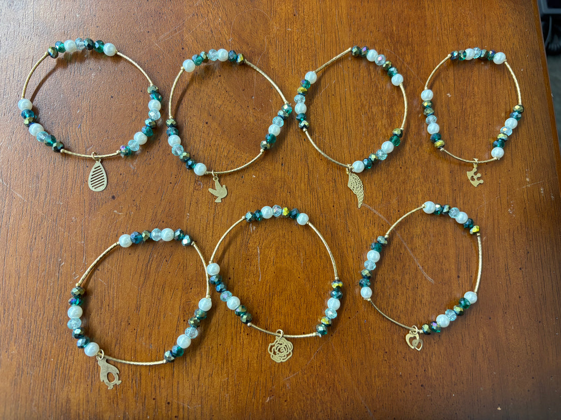 Blue + White Beaded Bracelet