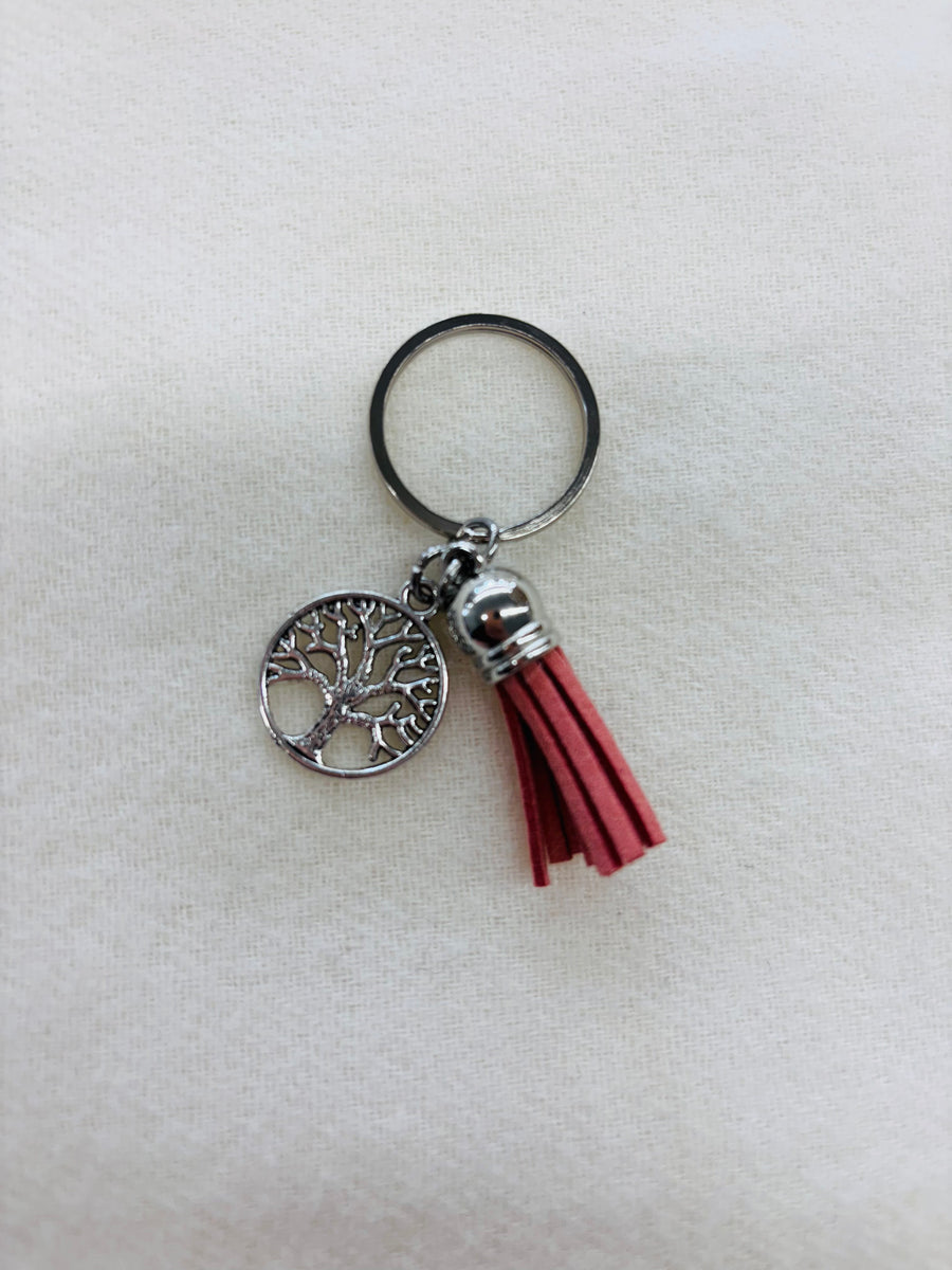 Silver Tree Charm Diffuser Keychain