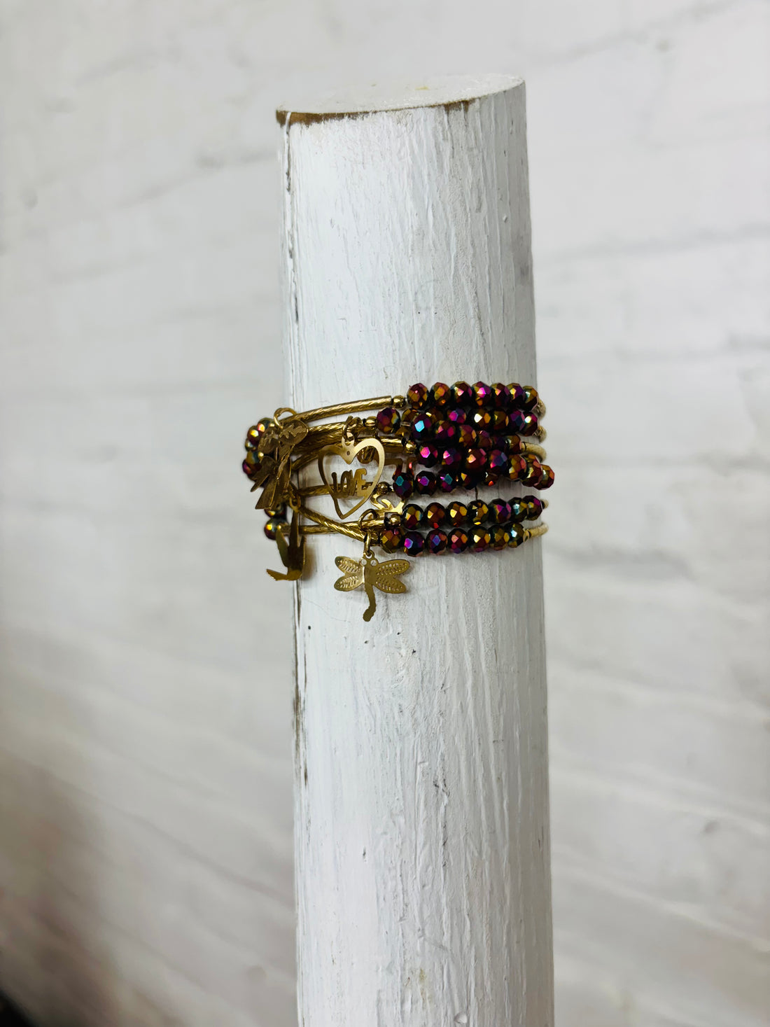 Kids Warm-Toned Oil Slick Beaded Charm Bracelet