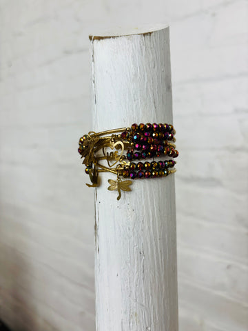 Kids Warm-Toned Oil Slick Beaded Charm Bracelet