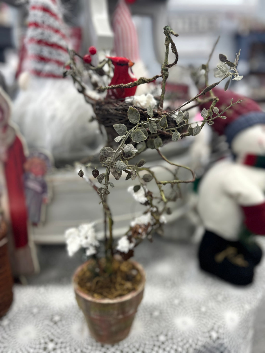 Bird Nest Winter Floral Topiary