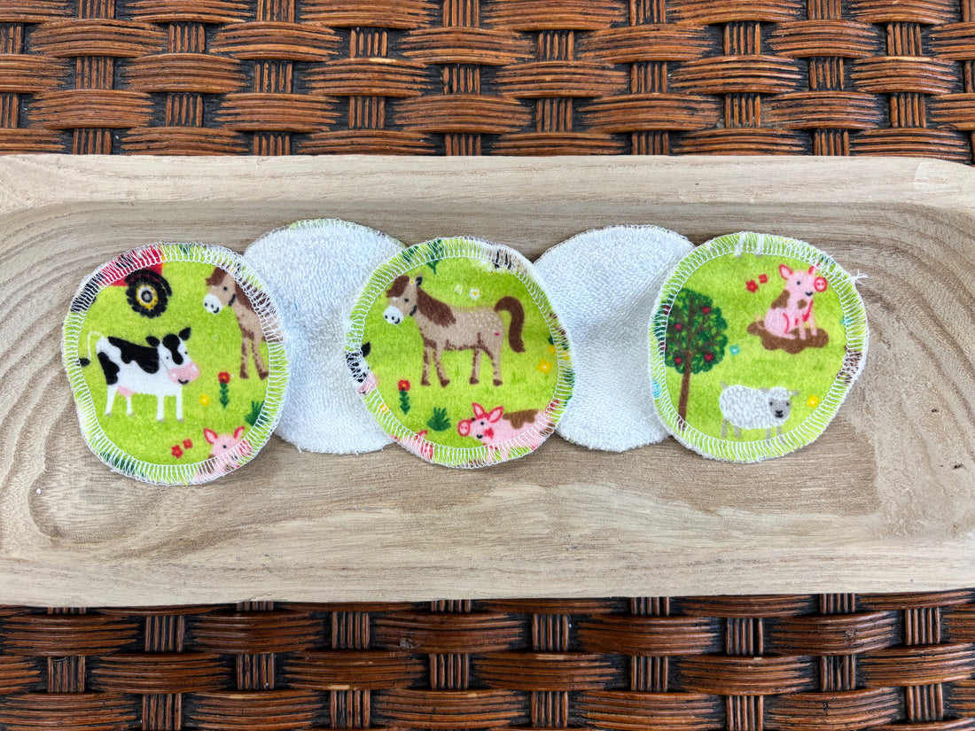 Farm Animals Reusable Cotton Makeup Remover Pads