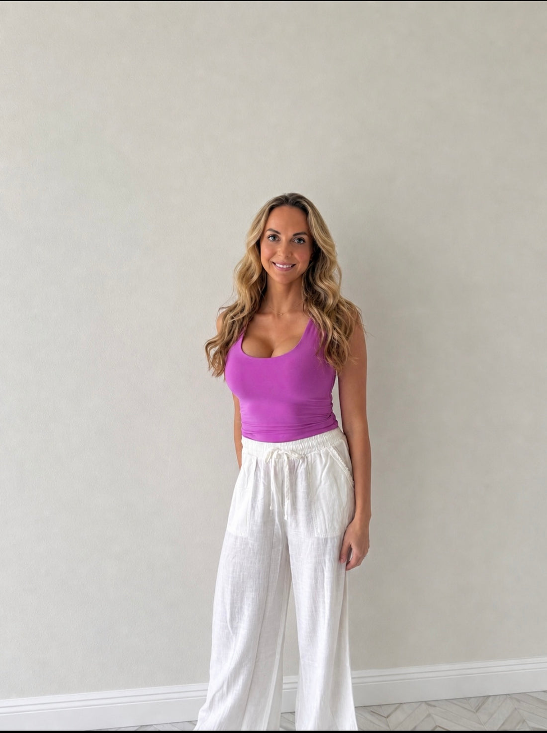 Wide-leg Linen Blend Pants - Ivory