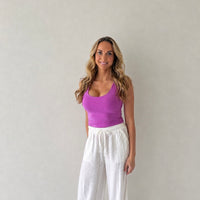 Wide-leg Linen Blend Pants - Ivory