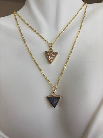 Gold Triangle Dainty Druzy Quartz Necklace