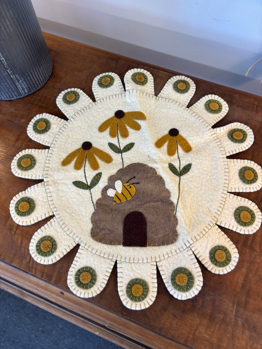 Handmade Felt Bee + Beehive Doily