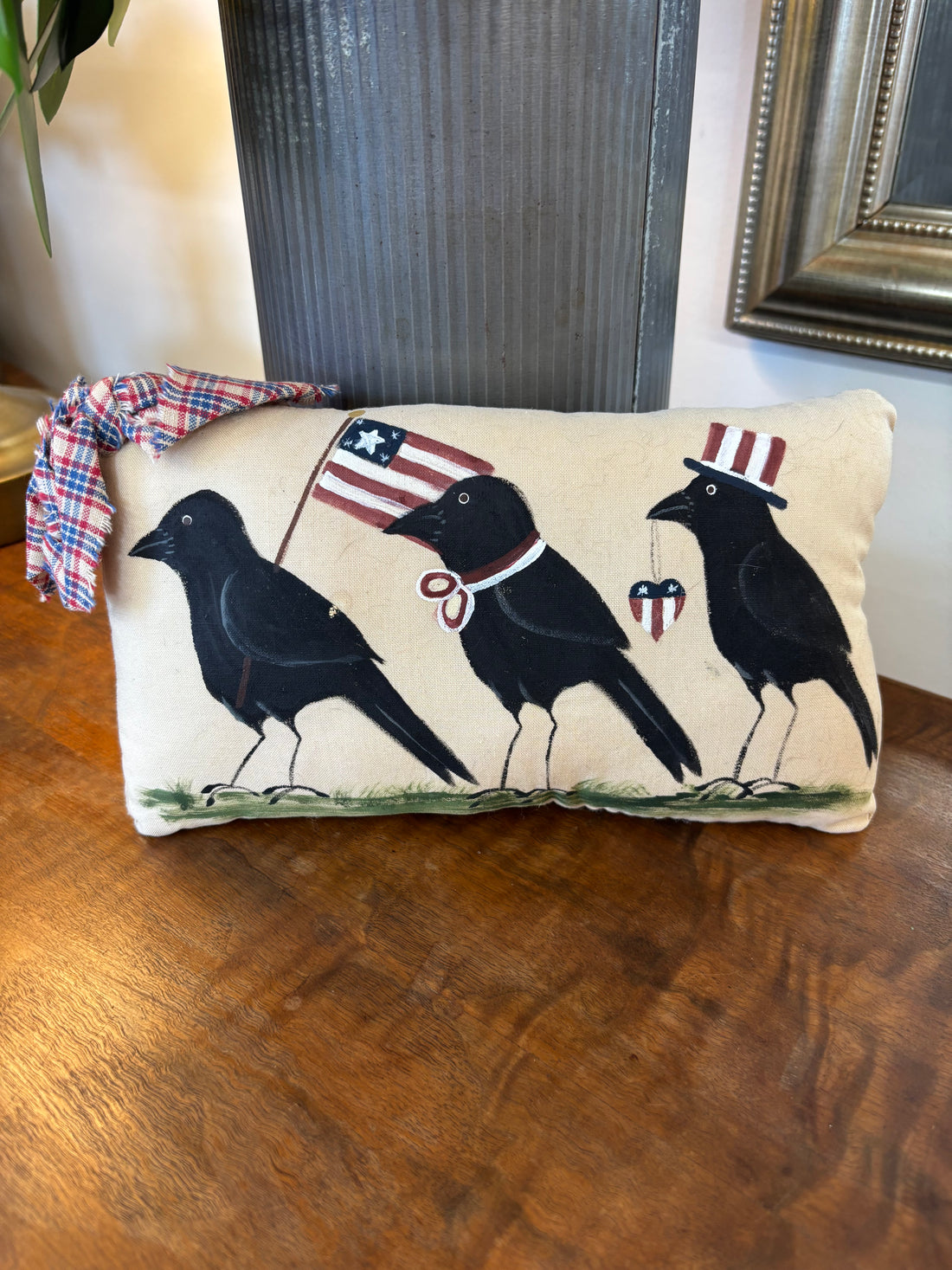 Patriotic Crow Parade Pillow