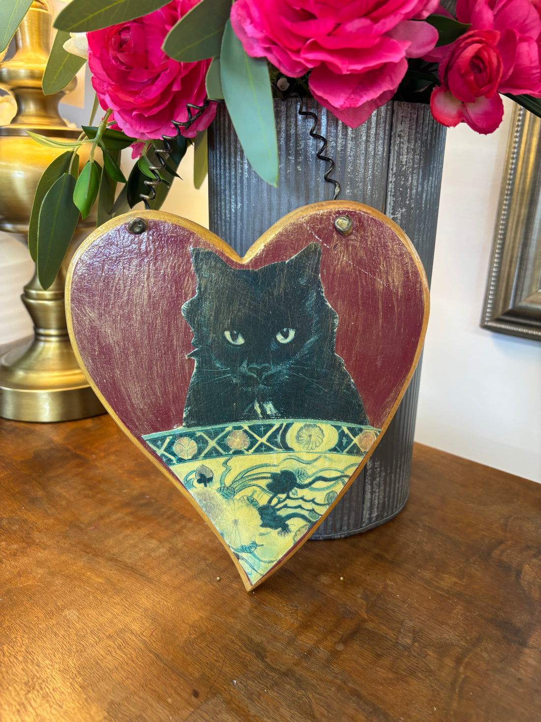 Heart Shaped Cat Hanging Art