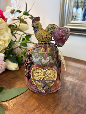 Rooster + Hearts Handmade Shelf Decor