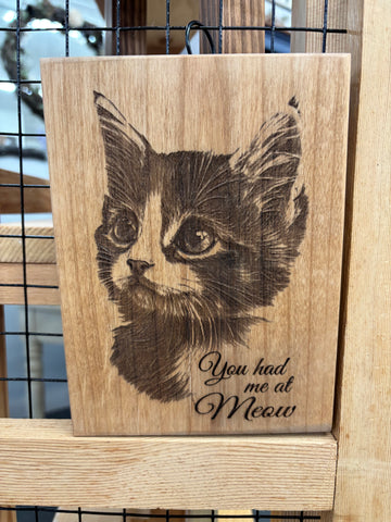 You Had Me At Meow Wooden Laser Sign
