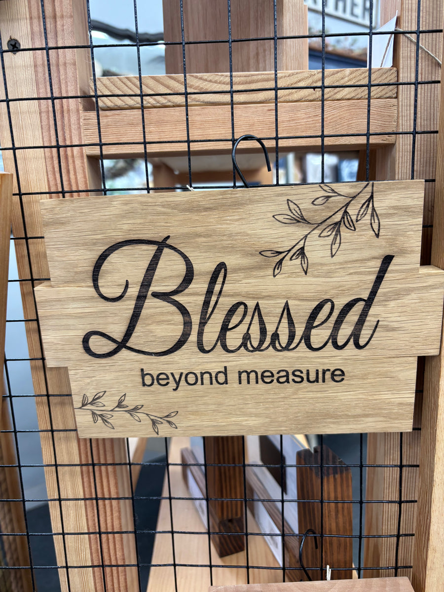 Blessed Wooden Laser Sign