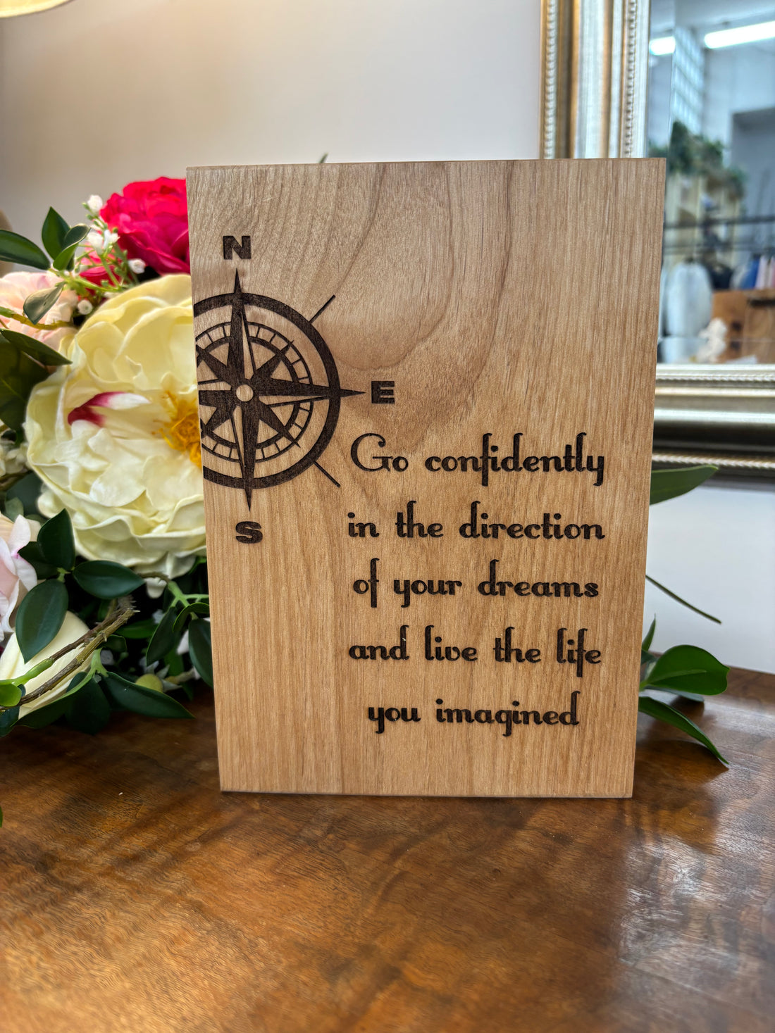 Go Confidently Wooden Laser Sign