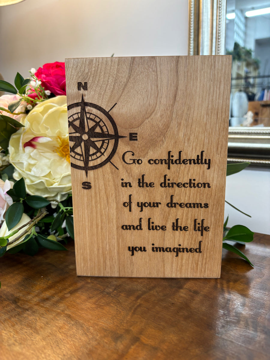 Go Confidently Wooden Laser Sign