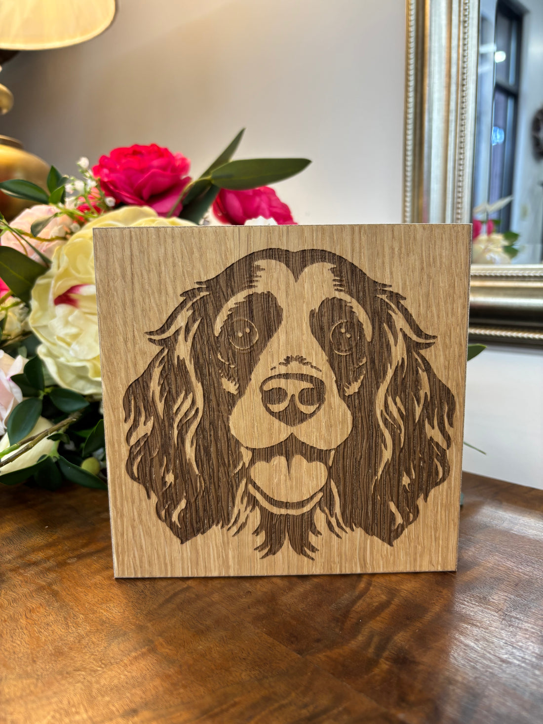 Dog Wooden Laser Sign - Spaniel